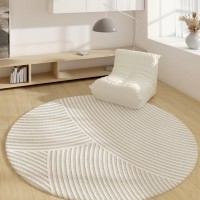 Zovsku Round Beige Carpet - Soft, Plush, and Stylish Circular Area Rug for Living Rooms, Bedrooms, and More