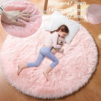 Zovsku Pink Fluffy Round Carpet - Soft, Cozy, and Stylish Area Rug for Living Rooms, Bedrooms, and Nurseries